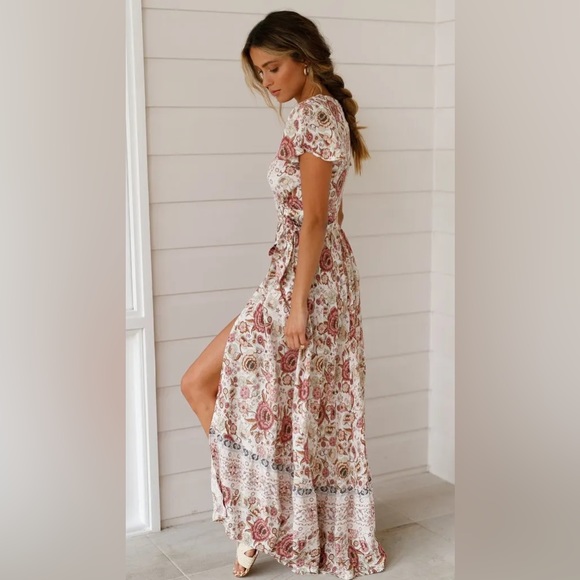 HP❤️New Women Fashion Boho Summer Side Split Deep V Neck Maxi Dress Sz S - Picture 6 of 11